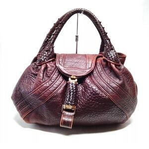 Fendi Rich Brown Textured Leather Shoulder Bag